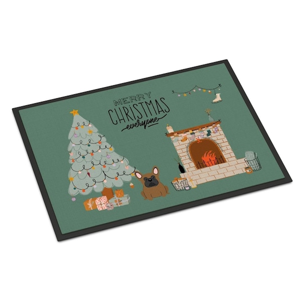 Carolines Treasures 18 x 27 in. Brown French Bulldog Christmas Everyone Indoor or Outdoor Mat CK7576MAT - main